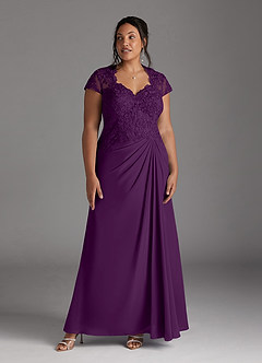 Azazie Junie Mère de la mariée Robes Robe Trapèze en Mousseline de soie Dentelle Grain De Raisin image7