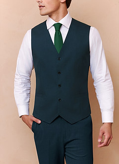front Savile Teal Wool Blend Suit Vest