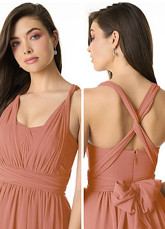 Azazie Olani Vestidos de damas de honor Vestido de Mai Tai de Gasa de Corte en A Convertible con Vestidos sin tirantes image5