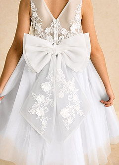 Azazie Lina Blumenmädchenkleider Ballkleid Spitze Kleid Elfenbein Weiß image7