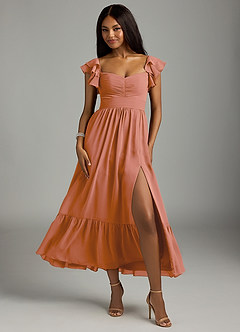 Azazie Anaya Bridesmaid Dresses MAI TAI A-Line Pleated Chiffon Dress image1