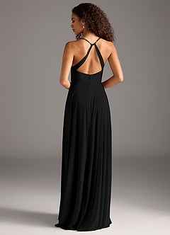 Azazie Davis Bridesmaid Dresses Black A-Line Pleated Mesh Dress image5