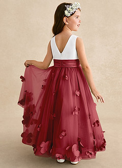 Azazie Vi Flower Girl Dresses Pomegranate A-Line Sleeveless Tulle Dress image1