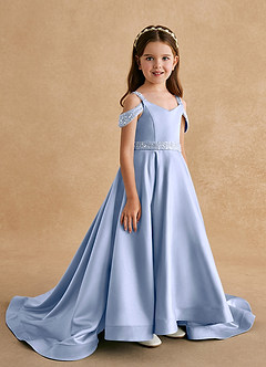 Azazie Jodi Flower Girl Dresses Ice A-Line Matte Satin Dress image3