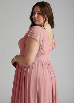 Azazie Zella Bridesmaid Dresses Dusty Rose A-Line Lace Chiffon Dress image11