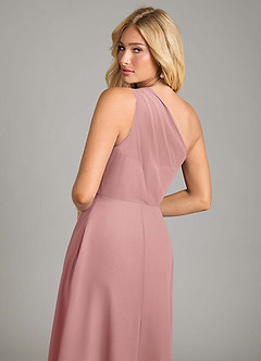 Azazie Phaedra Bridesmaid Dresses Dusty Rose A-Line One Shoulder Chiffon Dress image6