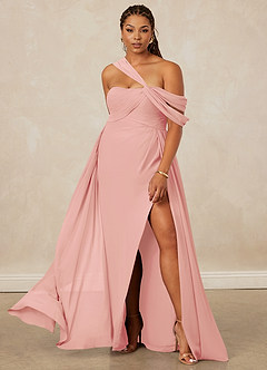 Christian Siriano Bridal for Azazie 1014 Bridesmaid Dresses Rosette A-Line Off the Shoulder Chiffon Dress image9