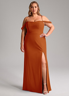 Azazie Saige Bridesmaid Dresses Paprika A-Line Off the Shoulder Chiffon Convertible Dress image13