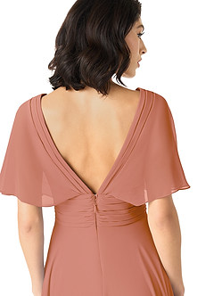 Azazie Pamela Bridesmaid Dresses MAI TAI A-Line V-Neck Pleated Chiffon Dress image5