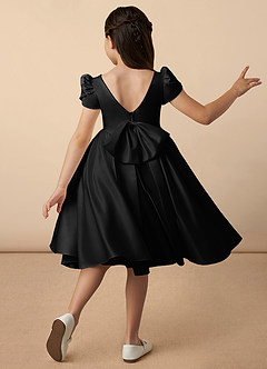 Azazie Juno Flower Girl Dresses Black A-Line Sweetheart Neckline Matte Satin Dress image4