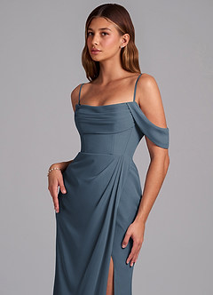 Azazie Johana Jurken voor bruidsmeisjes Converteerbaar Jurk van Chiffon met Zeemeermin Off the Shoulder Neptunus image5