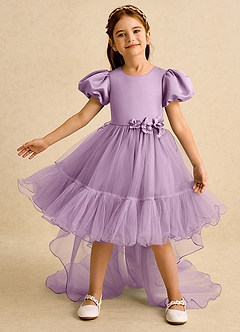 Azazie Cocoa Flower Girl Dresses Wisteria Ball-Gown Pleated Tulle Dress image2
