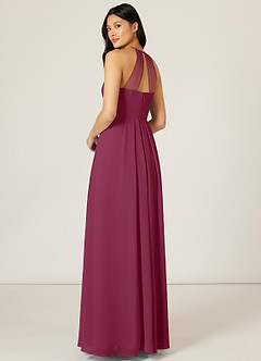 Azazie Sarah Bridesmaid Dresses Mulberry Empire Pleated Chiffon Dress image5