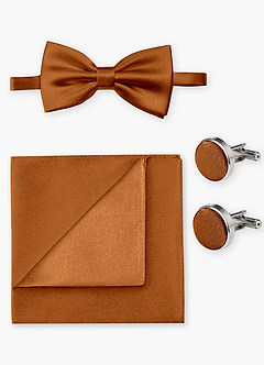 front Conjunto de pajarita, pañuelo de bolsillo y gemelos a juego