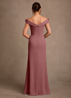 Azazie Jettie Mother of the Bride Dresses Desert Rose Sheath Pleated Chiffon Dress image3