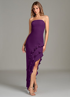 Azazie Lanette Bridesmaid Dresses Grape Sheath Ruched Chiffon Dress image1