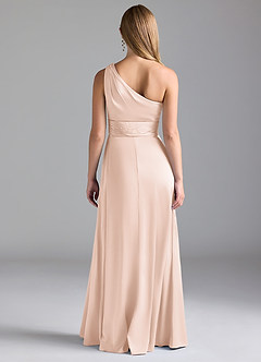 Azazie Dallas Brautjungfernkleider A-Linie One-Shoulder Stretch-Satin Kleid Zartrosa image2