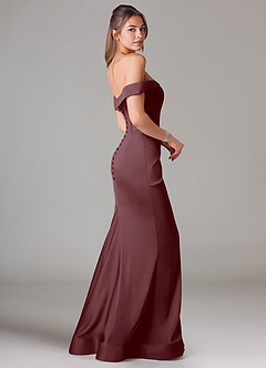 Azazie Everly Bridesmaid Dresses Sangria Mermaid Off the Shoulder Stretch Satin Convertible Dress image4