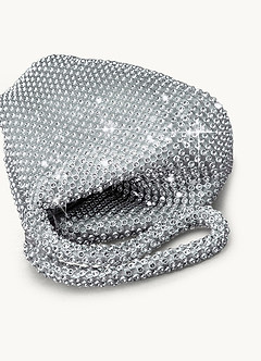 front Delicate Sparkling Rhinestone Zip Wrist Evening Bag