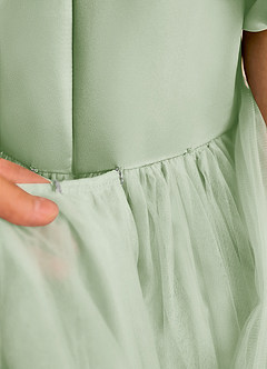 Azazie Cocoa Abiti da Ragazza di Fiori Abito Principessa in Tulle Plissettato Verde Salvia image10