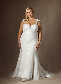 Azazie Roux Wedding Dresses Diamond White Mermaid Sequins Satin Dress image10