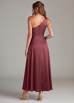 Azazie Brooke Suknie dla druhen Linia A Jedno ramię Satyna elastyczna Długość kostki Sukienka image7