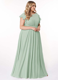 Azazie Daphne Modest Bridesmaid Dresses A-Line Ruffled Chiffon Floor-Length Dress image10