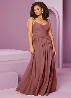 Barbie ♥ Azazie Bridesmaid Dresses Desert Rose A-Line Pleated Chiffon Dress image11