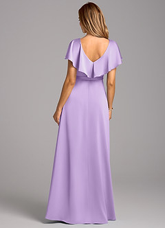 Azazie Lainey Bridesmaid Dresses Lilac A-Line with Pockets Stretch Satin Dress image2