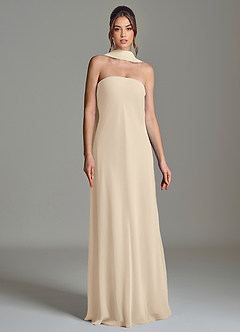 Azazie Ilana Bridesmaid Dresses Champagne A-Line Strapless Chiffon Dress image4