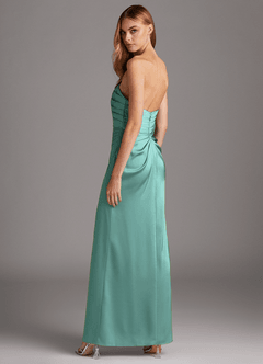Azazie Lexie Bridesmaid Dresses Aqua Sheath Strapless Stretch Satin Convertible Dress image5