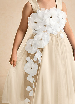 Azazie Dovey Robe Demoiselle D'honneur Fillette Robe Princesse en Tulle Arc Champagne image7