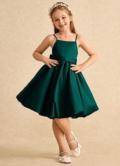 Azazie Davine vestidos de niña de las flores Vestido de Pino de Satin Mate de Corte En A con Tirante Espagueti image3
