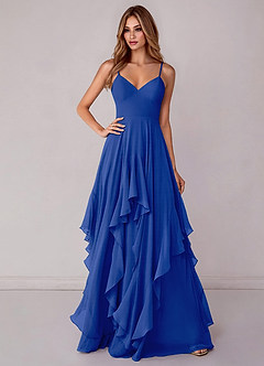 Azazie Zaina Bridesmaid Dresses Royal Blue A-Line Chiffon Dress image1