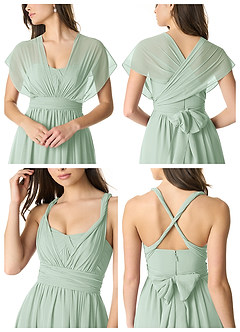 Azazie Olani Brautjungfernkleider Wandelbar A-Linie Schulterfrei Chiffon Kleid Agave image6