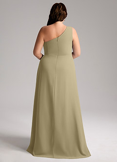 Azazie Brooke Bridesmaid Dresses Moss Green A-Line One Shoulder Chiffon Dress image9