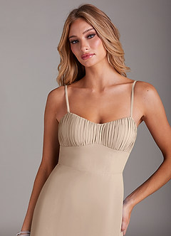 Azazie Breonna Final Sale Taupe A-Line Sweetheart Neckline Chiffon Dress image5