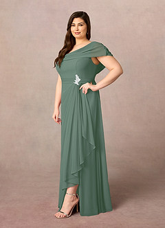 Azazie Mary Mother of the Bride Dresses Eucalyptus A-Line Side Slit Chiffon Dress image7