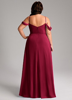 Azazie Marley Bridesmaid Dresses Burgundy A-Line Off the Shoulder Chiffon Convertible Dress image12