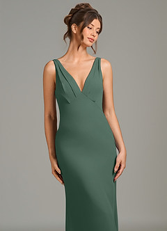Azazie Leticia Bridesmaid Dresses Sea Moss Sheath Pleated Chiffon Dress image5