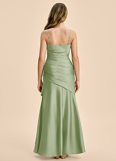 Azazie Aspyn Junior Robe Sirène en Satin extensible Drapé Vert Sauge image2