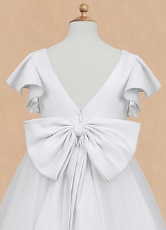 Azazie Kaeya Robe Demoiselle D'honneur Fillette Robe Trapèze en Tulle Arc Blanc image8