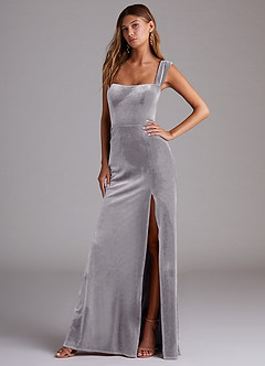 Azazie Junia Bridesmaid Dresses French Lilac Sheath Off the Shoulder Velvet Convertible Dress image4