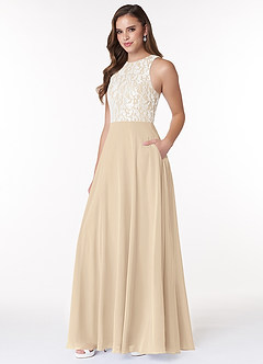 Azazie Kate Bridesmaid Dresses A-Line Lace Chiffon Floor-Length Dress image3
