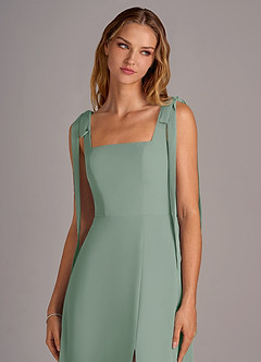 Azazie Debra Bridesmaid Dresses Silver Sage A-Line with Pockets Chiffon Convertible Dress image7