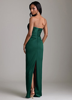 Azazie Sonora Vestidos de damas de honor Vestido de Esmeralda de Satén Elástico de Corte Recto con Sin tirantes image7