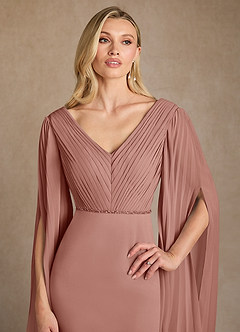 Azazie Ellsworth Mother of the Bride Dresses Dusty Rose Column Pleated Stretch Crepe Dress image5