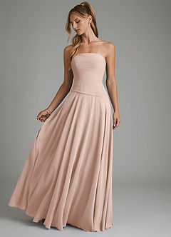 Azazie Layla Bridesmaid Dresses English Rose A-Line Strapless Chiffon Dress image1