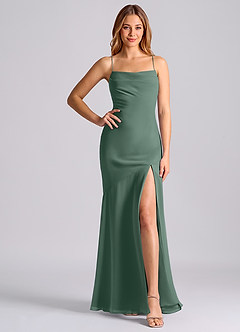 Azazie Grata Bridesmaid Dresses Sea Moss Mermaid Pleated Chiffon Dress image6