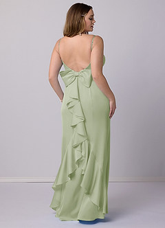 Barbie ♥ Azazie Robes de demoiselle d'honneur Robe Sirène en Satin extensible Arc Vert Sauge image6